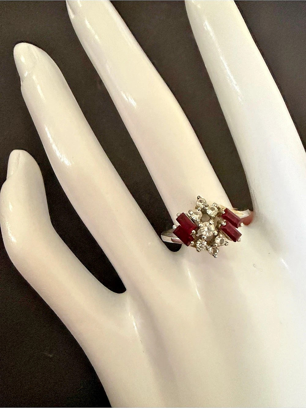 Red & Silver Statement Ring Size 8 Like New